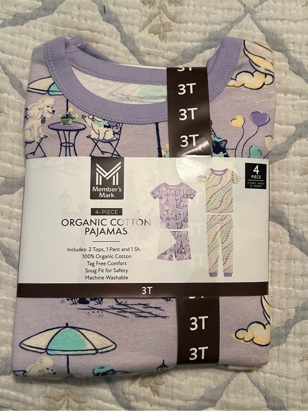 Member's Mark Organic Cotton Kids Pajama Set - Light Purple (3T)